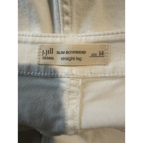J. Jill Size 14 White Slim Boyfriend Straight Leg Jeans Mid Rise Ankle Length - Picture 4 of 6
